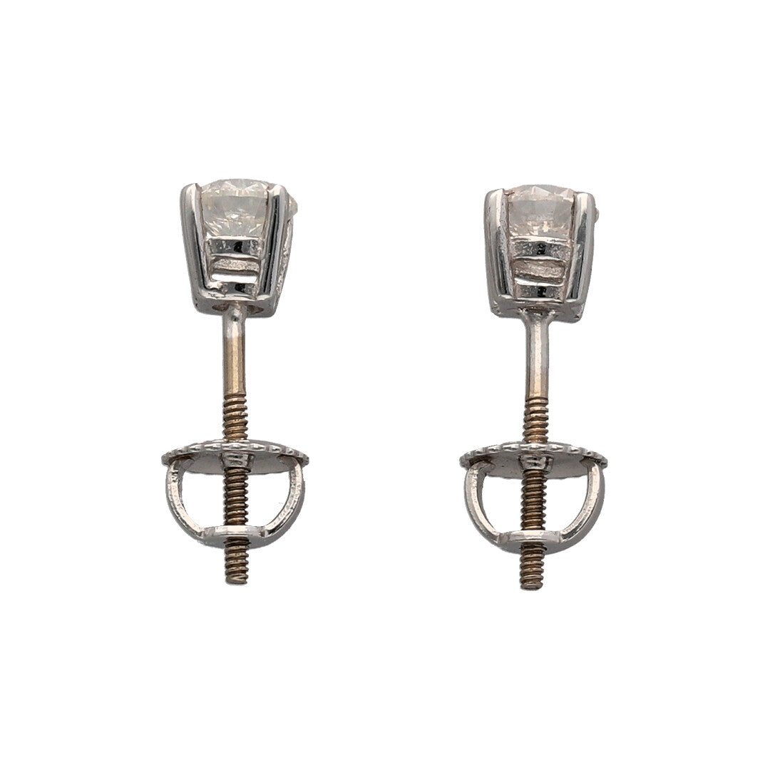 18k White Gold 5mm on sale Diamond Stud Screwback Earrings