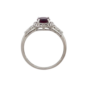 9ct White Gold & Pink Stone Set Halo Ring