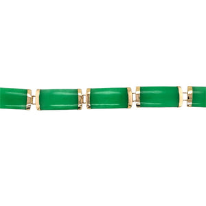 14ct Gold & Jade Bar Link 7.5" Bracelet