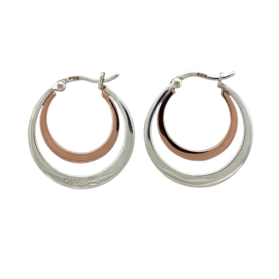 925 Silver Clogau Double Hoop Creole Earrings