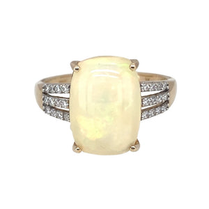 9ct Gold Diamond & Opalique Set Dress Ring