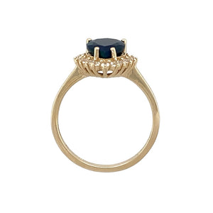 9ct Gold Iridescent Stone & Cubic Zirconia Teardrop Cluster Ring