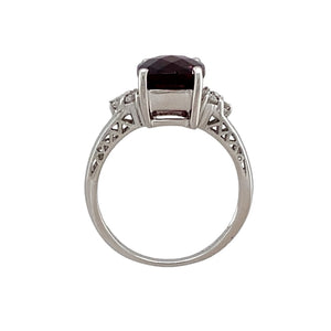 9ct White Gold Diamond & Garnet Set Ring