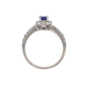 18ct White Gold Diamond & Tanzanite Set Halo Ring