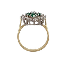 Load image into Gallery viewer, 9ct Gold Green Stone &amp; Cubic Zirconia Set Cluster Ring
