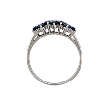 Load image into Gallery viewer, 9ct White Gold Diamond &amp; Sapphire Set Trilogy Flower Cluster Ring
