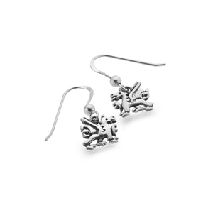 925 Silver Welsh Dragon Drop Earrings