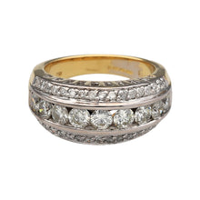 Load image into Gallery viewer, 18ct Gold &amp; Diamond Set Three Row Band Ring
