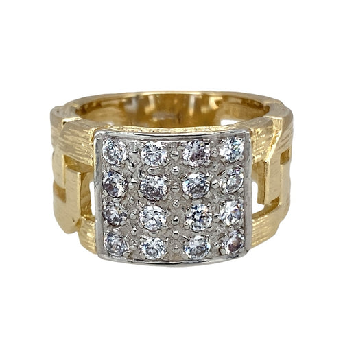 9ct Gold & Cubic Zirconia Set Curb Link Ring