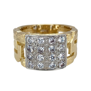 9ct Gold & Cubic Zirconia Set Curb Link Ring