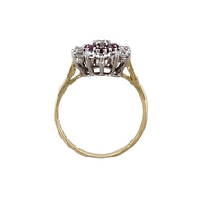 Load image into Gallery viewer, 9ct Gold Red Stone &amp; Cubic Zirconia Set Cluster Ring
