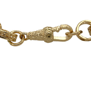 New 9ct Yellow Gold 7.5" Fancy Heart Link Bracelet with the weight 16.90 grams. The link width is approximately 9mm