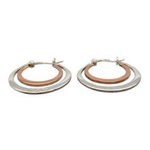 Load image into Gallery viewer, Preowned 925 Silver Clogau with 9ct Rose Clogau Gold Double Hoop Creole Earrings with the weight 3.50 grams
