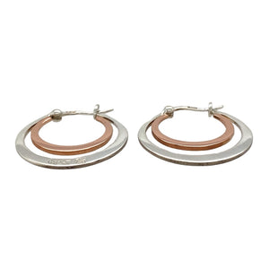 Preowned 925 Silver Clogau with 9ct Rose Clogau Gold Double Hoop Creole Earrings with the weight 3.50 grams