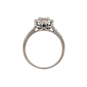 9ct White Gold & Diamond Set Halo Cluster Ring