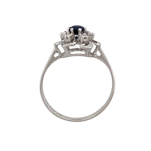 14ct White Gold Diamond & Sapphire Set Flower Ring