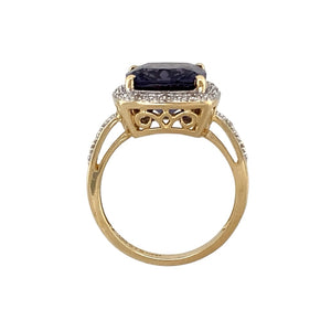 9ct Gold Diamond & Purple Stone Dress Ring