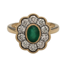 Load image into Gallery viewer, New 9ct Gold Diamond &amp; Emerald Set Cluster Ring
