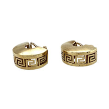 Load image into Gallery viewer, Preowned 9ct Yellow Gold Greek Key Half Hoop Clip On Earrings with the weight 6.30 grams
