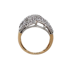 9ct Gold & Diamond Set Swirl Wide Ring