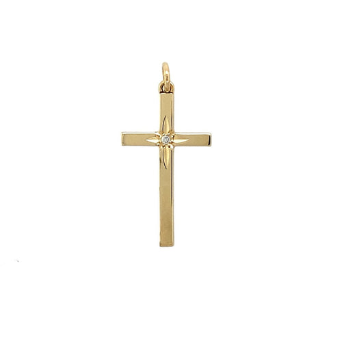 9ct Gold & Diamond Set Cross Pendant