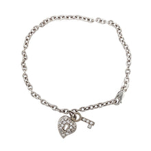 Load image into Gallery viewer, 9ct White Gold &amp; Cubic Zirconia Set Heart Padlock 7.5&quot; Bracelet
