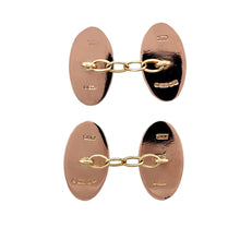 Load image into Gallery viewer, Preowned 9ct Rose Gold Black Enamelled Masonic Oval Cufflinks with the weight 8.70 grams
