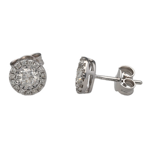 New 9ct White Gold & Diamond Halo Set Stud Earrings