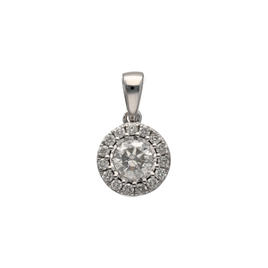 New 9ct White Gold & Diamond Halo Set Pendant