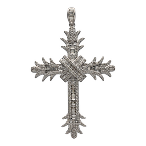 New 9ct White Gold & Diamond Set Cross Pendant