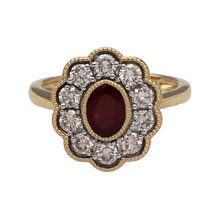 Load image into Gallery viewer, New 9ct Gold Diamond &amp; Ruby Set Cluster Ring
