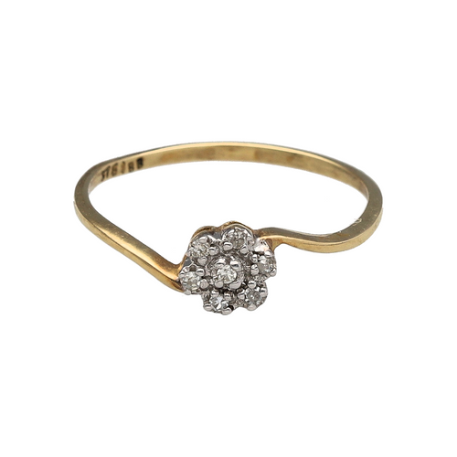 New 9ct Gold & Diamond Set Flower Twist Cluster Ring