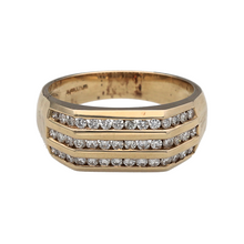 Load image into Gallery viewer, New 9ct Gold &amp; 0.48ct Diamond Set Three Row Band Signet Ring
