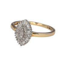 Load image into Gallery viewer, New 9ct Yellow and White Gold &amp; 0.25ct Diamond Marquise Cluster Ring in size N or L with the approximate weight 1.60 grams. There is approximately 0.25ct of diamond content set in total and the front of the ring is 12mm high
