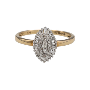 New 9ct Gold & 0.25ct Diamond Marquise Cluster Ring