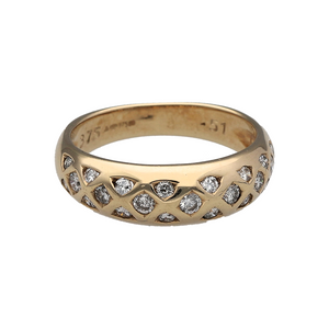 New 9ct Gold & 0.51ct Diamond Set Patterned Wide Band Ring