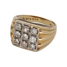 Load image into Gallery viewer, New 9ct Yellow Gold &amp; 1ct Diamond Set Signet Ring in size N with the weight 5.30 grams. The front of the ring is 13mm high and there is approximately 1ct of diamond content in total
