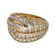 Load image into Gallery viewer, New 9ct Yellow Gold &amp; 1ct Diamond Set Crossover Dress Ring in size O with the weight 6.70 grams. The front of the ring is 15mm high and there is approximately 1ct of diamond content set in total
