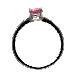 New 9ct White Gold Diamond & Pink Sapphire Set Ring