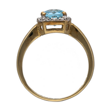 Load image into Gallery viewer, New 9ct Gold Diamond &amp; Blue Topaz Set Halo Ring
