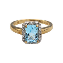 Load image into Gallery viewer, New 9ct Gold Diamond &amp; Blue Topaz Set Halo Ring
