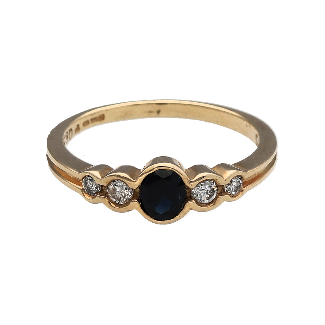 New 9ct Gold 0.20ct Diamond & Sapphire Set Band Ring