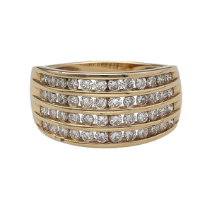 New 9ct Gold & 1ct Diamond Set Wide Four Row Band Ring