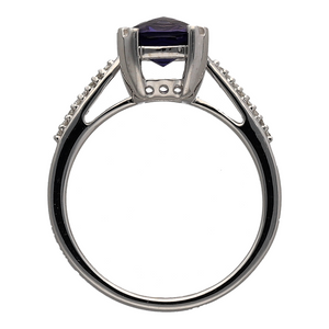 New 9ct White Gold Diamond & Iolite Set Ring