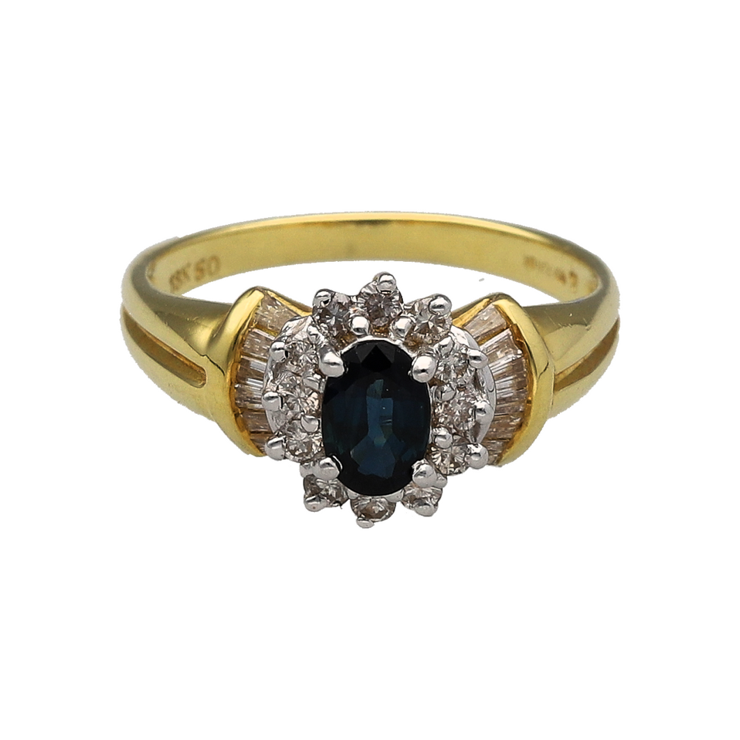 New 18ct Gold 0.25ct Diamond & Sapphire Set Cluster Ring