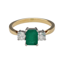 Load image into Gallery viewer, New 9ct Gold 0.42ct Diamond &amp; Emerald Set Trilogy Ring
