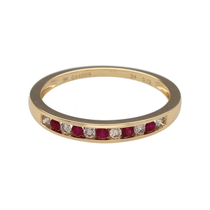 New 9ct Gold Diamond & Ruby Set Band Ring