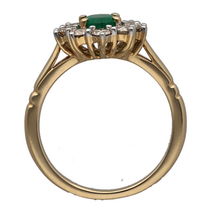 New 9ct Gold 0.85ct Diamond & Emerald Set Cluster Ring