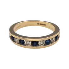 Load image into Gallery viewer, New 9ct Gold 0.52ct Diamond &amp; Sapphire Set Band Ring
