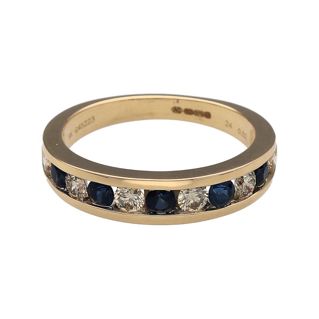 New 9ct Gold 0.52ct Diamond & Sapphire Set Band Ring